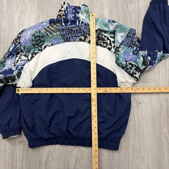 Vintage Nike Windbreaker Tracksuit Women's Medium Full Set Blue Geometric 90s - Picture 7 of 14